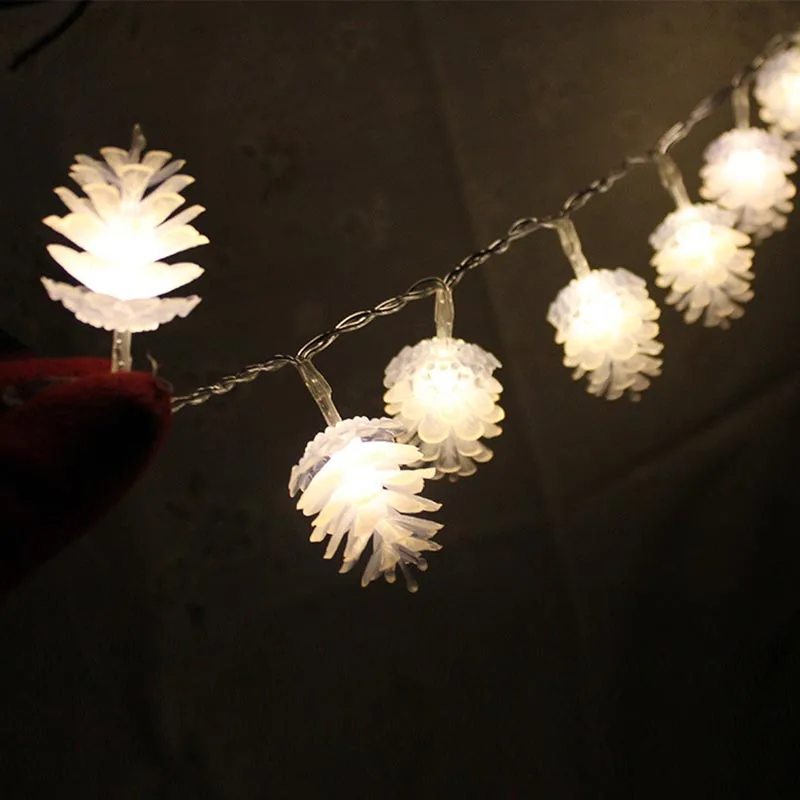

10 Pinecones LED String 100cm Length Holiday Pineal Lantern Light with AA battery box 3 colors for party Christmas decoration HQ