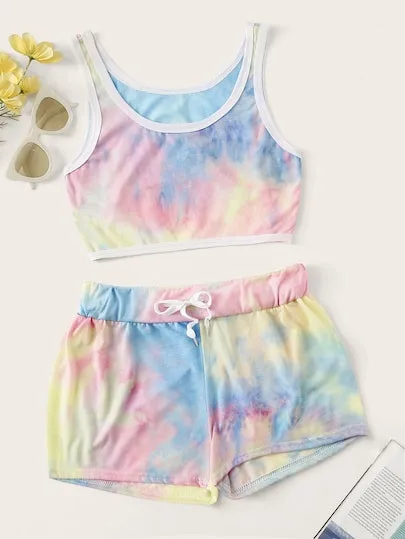 

Womail Colorful Design Sleeveless Casual O-Neck Fashion Summer Beach Short Polyester Material Female Set 19MAR28