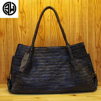 

2020 womens shoulder Genuine cow leather bags stripe splicing portable handbag leisure joker single handbags women famous brands