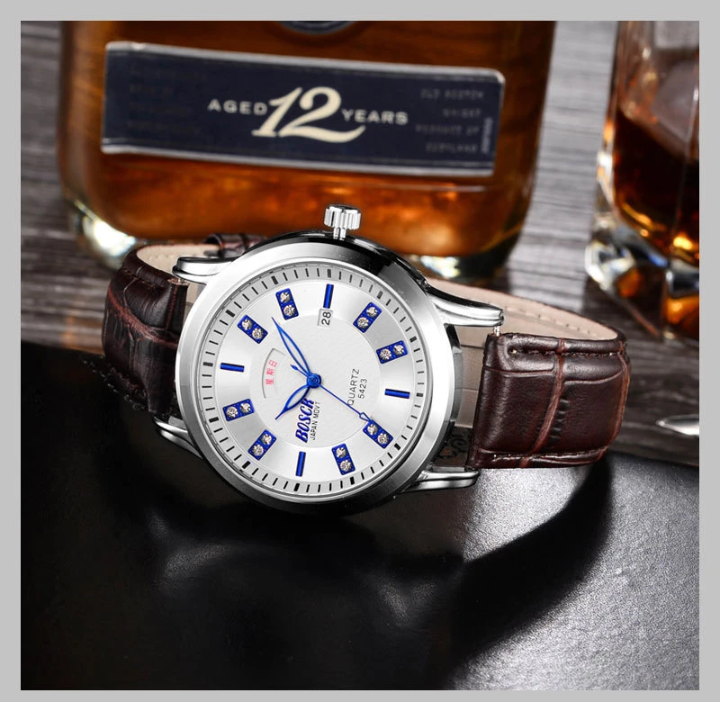 

BOSCK luxury men's steel belt calendar fluorescent quartz wristwatches Vogue Business Military Sport Business Wrist Men Watch