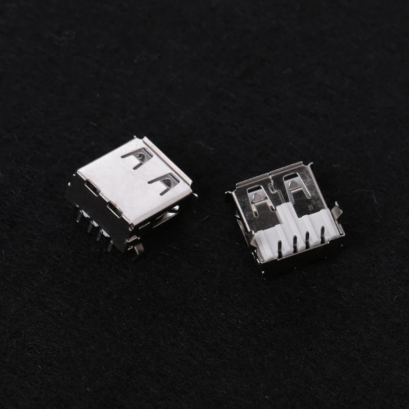 

10 Pcs USB 2.0 Female Type-A 4 Pin Socket Connector 90 Degree Right Angle