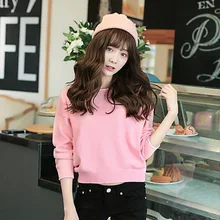 Hitz Круглый вырез пуловер короткий параграф женский хеджирующий свитер женский Рождественский свитер женская зимняя куртка