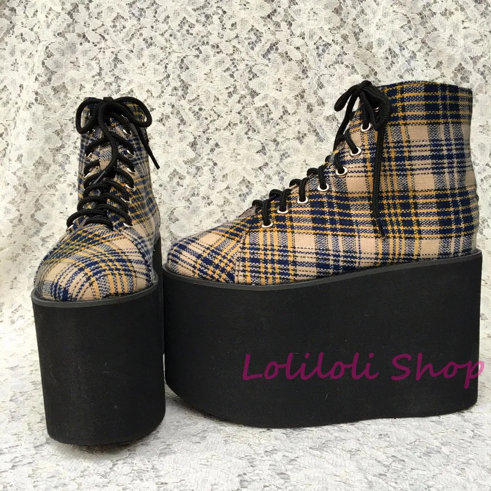 Chaussures Personnalisé Sangle Personnalisée Chaussures Tissu 1381n Clair Pour Semelle Punk Treillis multi À Plate spécial forme Grandes En 4R5q3jcAL