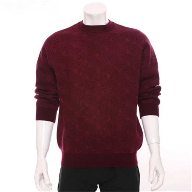 

100%goat cashmere o-neck knit men fashion cross grain thick solid color pullover sweater H-straight S/2XL