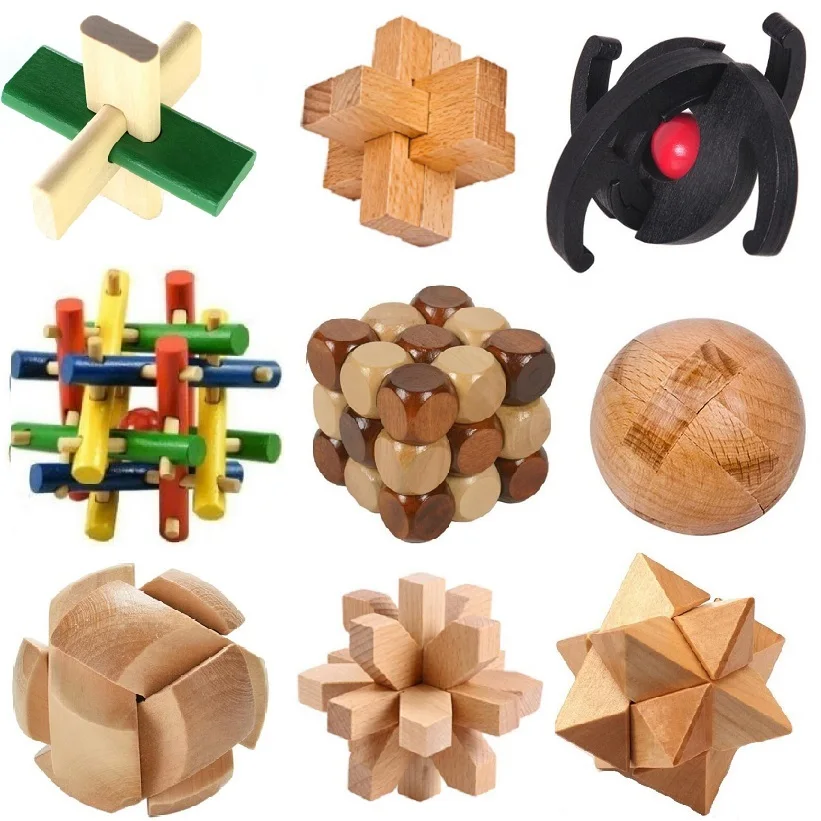 

3D Wood handmade vintage Ming lock Luban Lock wooden toys adults puzzle children adult Christmas gift