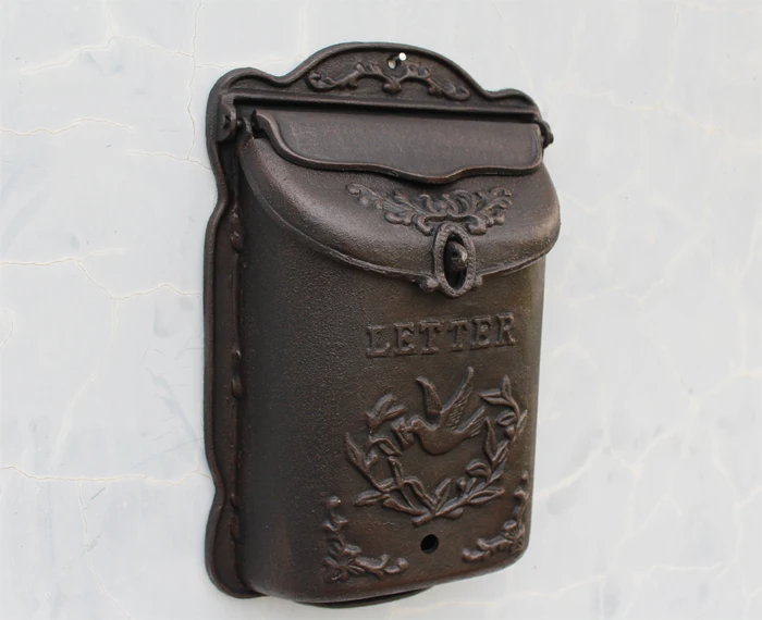 

Garden decor / Villa mailbox /The sun pattern bronze mailbox / newspaper box / wall-mounted storage box rust newspaper
