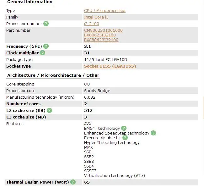 ПК процессор Intel Core i3-2100 i3 2100(3 Мб кэш-памяти, 3,10 ГГц) LGA1155 настольный процессор