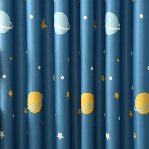 Мультфильм Планета Звезда плотные Шторы для детей номер напечатан Шторы для Обувь для мальчиков Спальня детская комната шторы Синий Sheer вуаль - Цвет: Blue