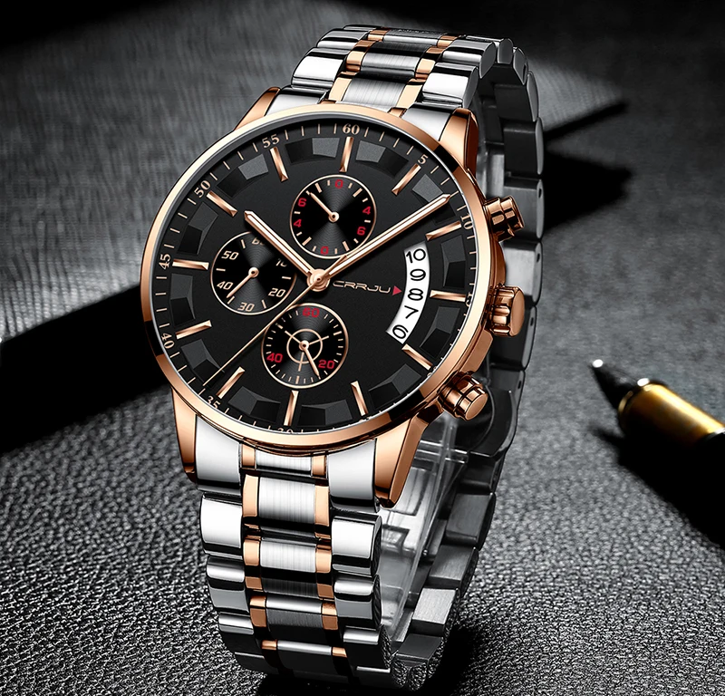Relogio Masculino 2019 Mens Watches Top Brand Luxury Crrju New Fashion Business Chronograph Black Male Wristwatch Men Watch 2019 (18)
