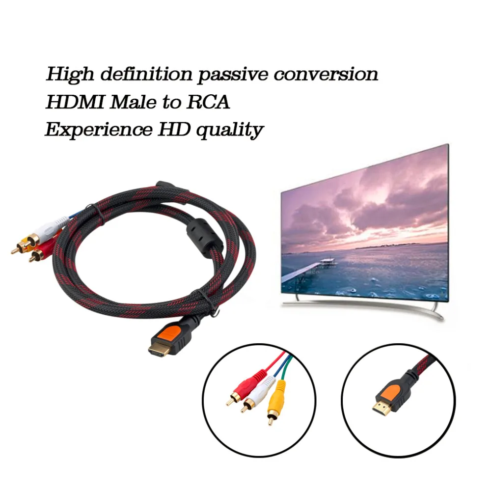 Новинка 2021 5ft HDMI штекер RCA Видео Аудио AV Кабель адаптер для PS3 PS4 Xbox One Wii горячая