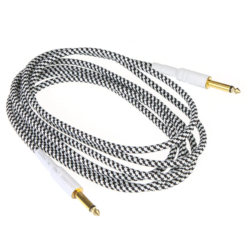 

3M/10FT Wove Guitar Lines Guitar Cable 24k Gold-plated Connectors and Oxygen-free Copper Wire Guitar Cable Cord Black with White