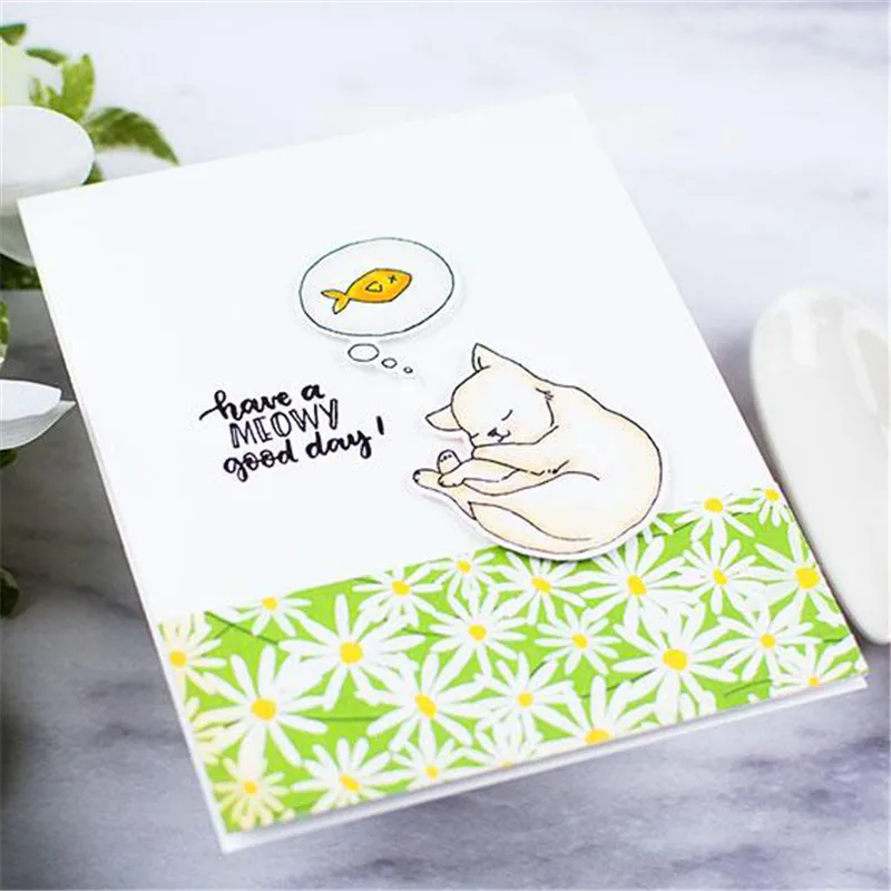 

GJCrafts Clear Stamps and Dies Animal for DIY Scrapbooking Cute Cat Die Cuts Card Making Craft Dies Embossing Stamp and Die Sets