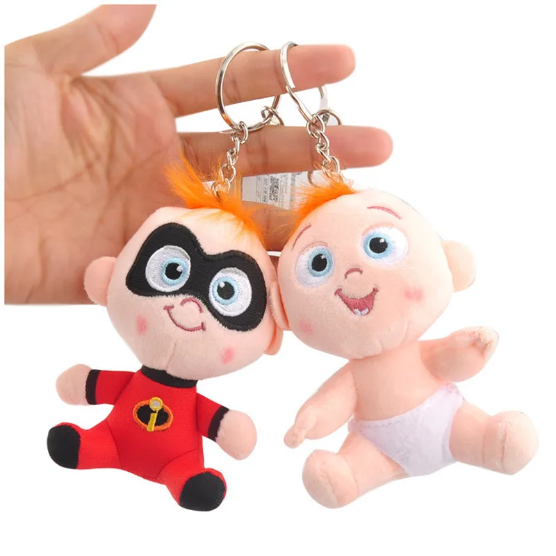 The Incredibles 2 Family Figures Plush Keychain Toys Superman Baby Jack Dolls Movie Cartoon Small Key Bag Pendants 6pcs 10cm - Цвет: Mixed Styles