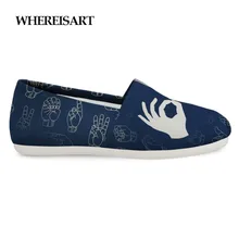 WHEREISART Fashion Casual Shoes Men Hand Sign Print Loafers Shoes Man Slip on Canvas Shoes Men Breathable Flats Sneakers 2019 e lov design printing canvas shoes nation flags of austria hand printed austriak austrian loafers shoes
