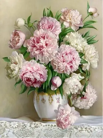 

HOT Peony Flower Pattern Diamond Embroidery DIY Needlework Diamond Painting Cross Stitch 3D 5D Rhinestones Painting Home Decor
