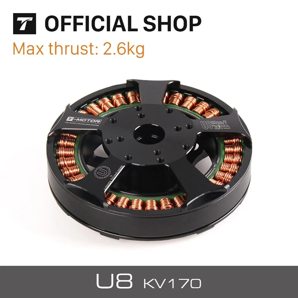 T-Motor Tiger Single Brushless Motor U8 170KV 6-12S для радиоуправляемого квадрокоптера гексакоптера UAV