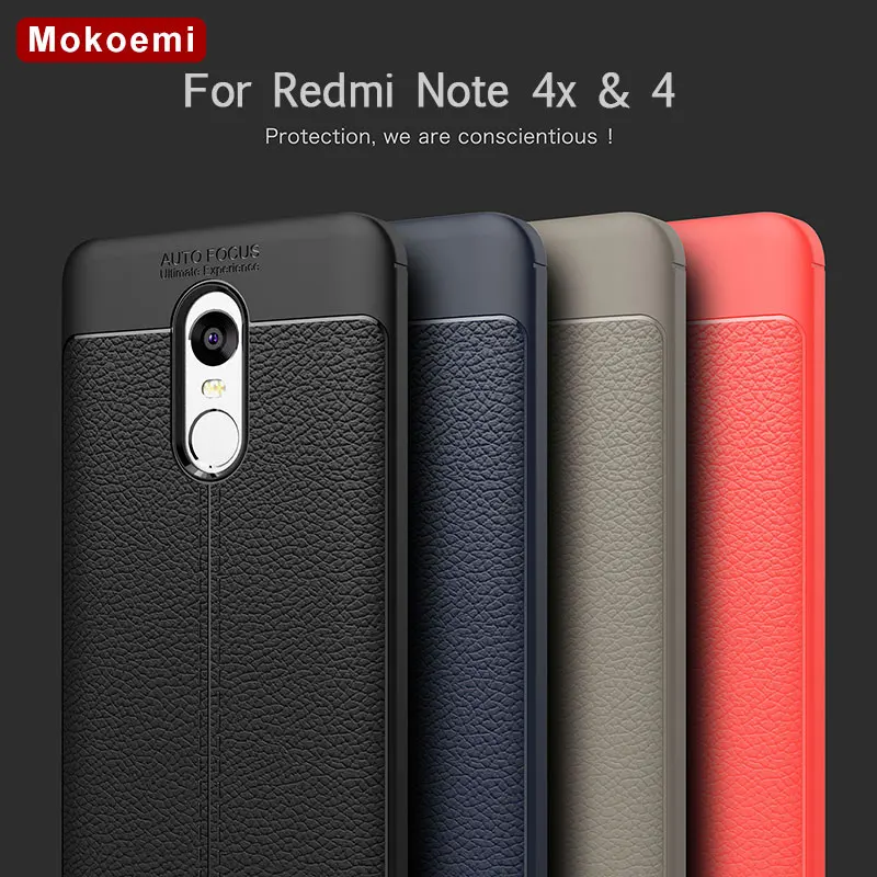 Модный ударопрочный чехол Mokoemi с личи мягкий 5 дюйма для Xiaomi Redmi Note 4x телефона