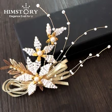 HIMSTORY Handmade Bridal Hairpins Wedding Hair Accessories Headdress Pearl Jewelry Women Crystal Beads Hair Accessory Hairgrips phoenix wedding hair jewelry chinese style handmade red crystal bridal jewelry animal headdress tassels hair accessories