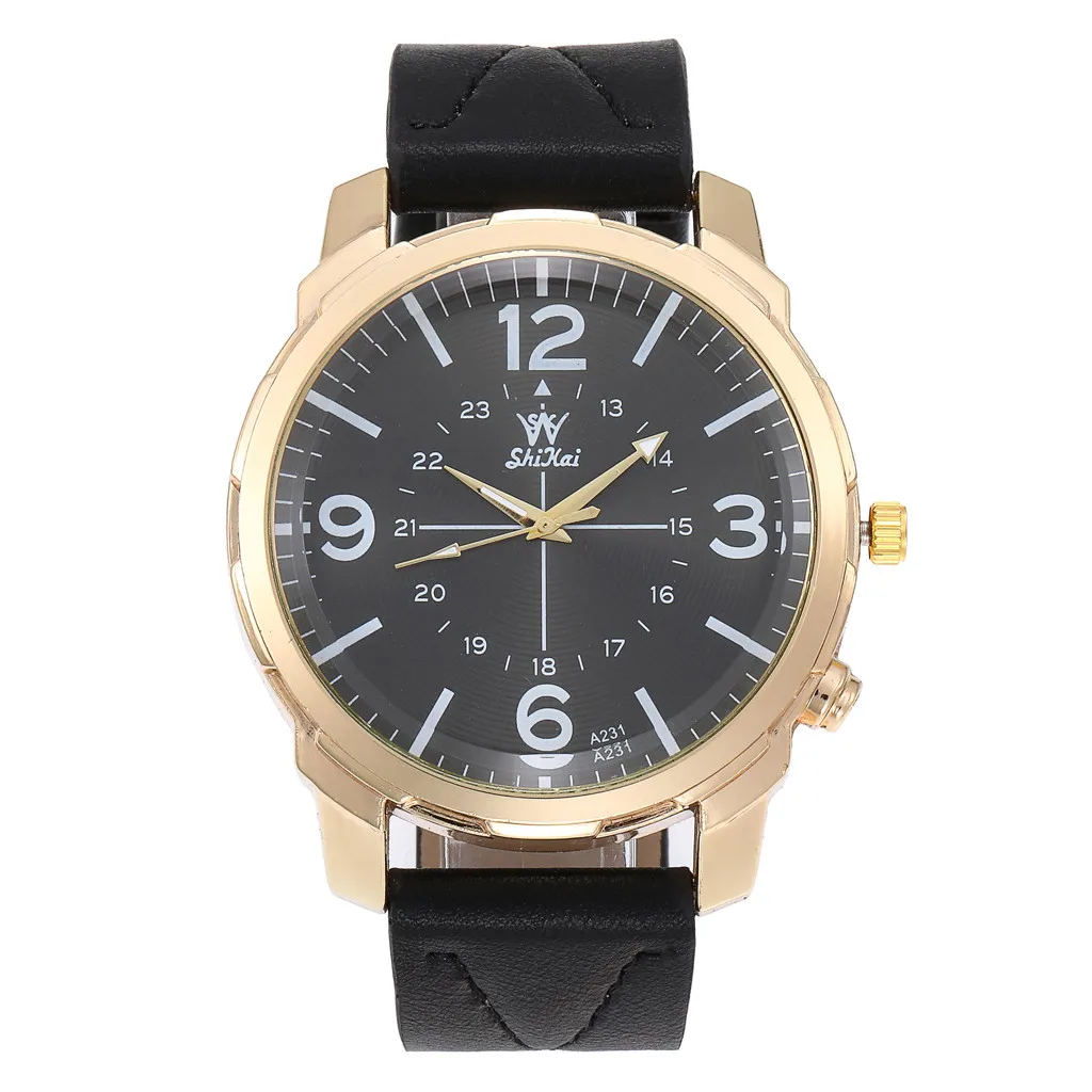

ShiKai Men Watches Luxury Business Large Dial Fashion Quartz Leather Belt watch for man watch mens creative relogio masculino