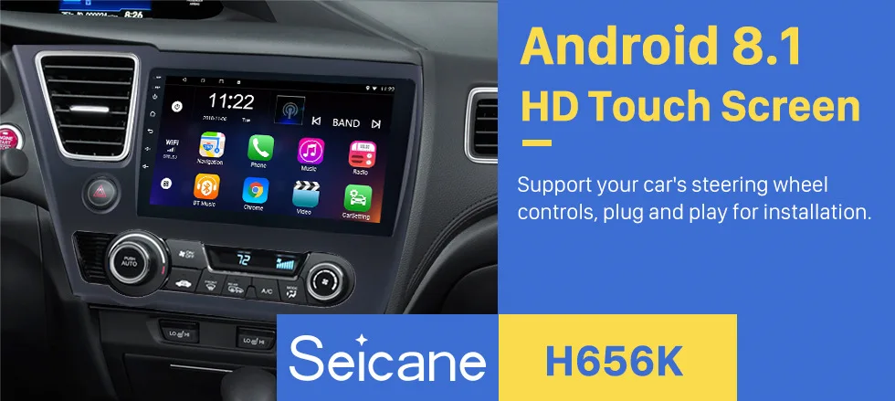 Excellent Seicane For 2014 2015 2016 2017 HONDA CIVIC auto stereo unit multimedia 9" Quad-core Android 8.1 HD Touchscreen GPS Navigation 0