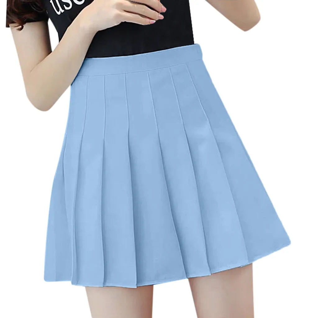 JAYCOSIN женская летняя модная плиссированная мини-юбка с высокой талией приталенные повседневные теннисные юбки небесно-голубая одежда для