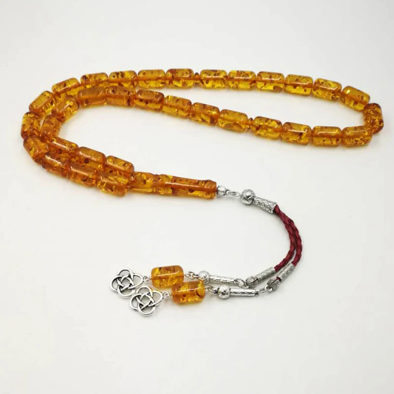 

Ambers Color Resin tasbih Muslim rosary Popular Style metal tassels Luxury gift for Eid Father present Men's Bracelets