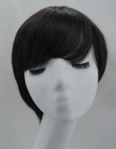Черный парик Fei-Show синтетические короткие волнистые волосы Термостойкое волокно мужской/женский костюм для Хэллоуина Косплей наклонная челка шиньон