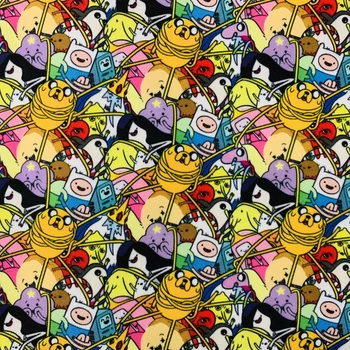 

90x145cm Adventure Time with Finn and Jake polyester Fabric Printed Tissu Telas DIY Patchwork Sewing Quilts Baby girl diy