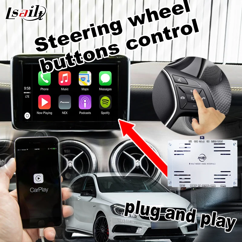 IOS CarPlaye Box для Merdeces Benz C/E/A/B/ML/GLK с ntg4.5 онлайн картой трафика в реальном времени Waze
