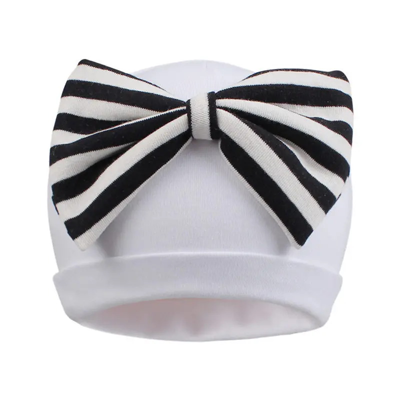 White Baby Beanie Hat Big Bowknot Newborn Boys Girls Hospital Cap High Quality Pure Cotton Soft Comfortable Infant Skull Hat Cap 2019 New (3)