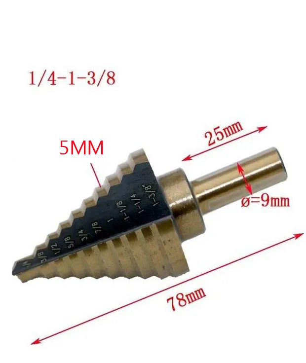 New Arrival High Quality 5pcs/Set HSS COBALT MULTIPLE HOLE 50 Sizes STEP DRILL BIT SET  Aluminum Case