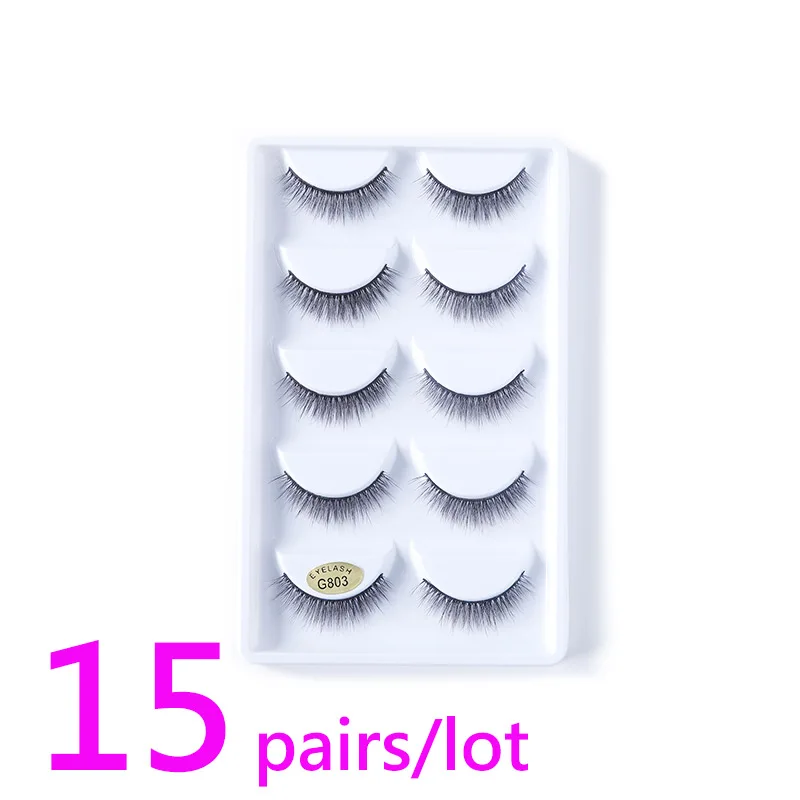 

Siberian Mink Fur Makeup Wispy Long Cross Thick Reusable Fake Eyelashes 15 Pairs 100% Real Mink 3D luxurious False Eyelashes