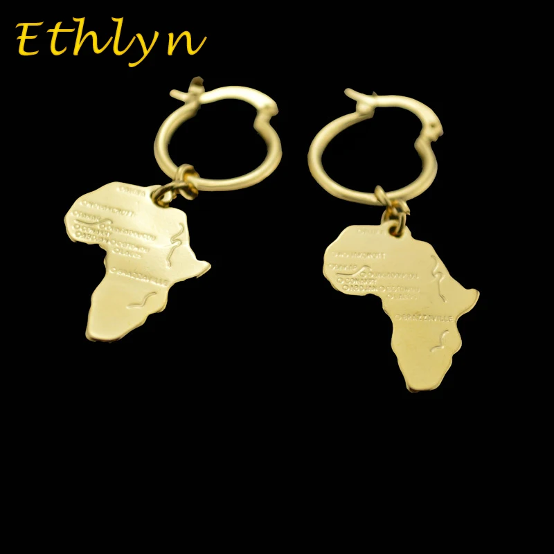 Buy Ethlyn Top brand Fashion African map earrings Gold Color map shape Dangle