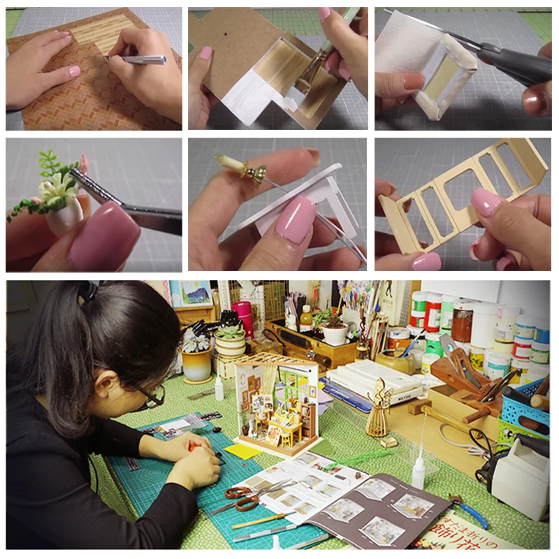  Hot Sale DIY Doll House Wooden Miniatura Doll Houses Miniature dollhouse With Furniture LED Lights  - 32786214712