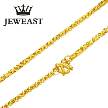شراءSFE 24K عقد ذهب نقي حقيقي AU 999 الصلبة الذهب سلسلة أنيقة بسيطة الراقي العصرية الكلاسيكية غرامة مجوهرات الساخن بيع جديد 2020
