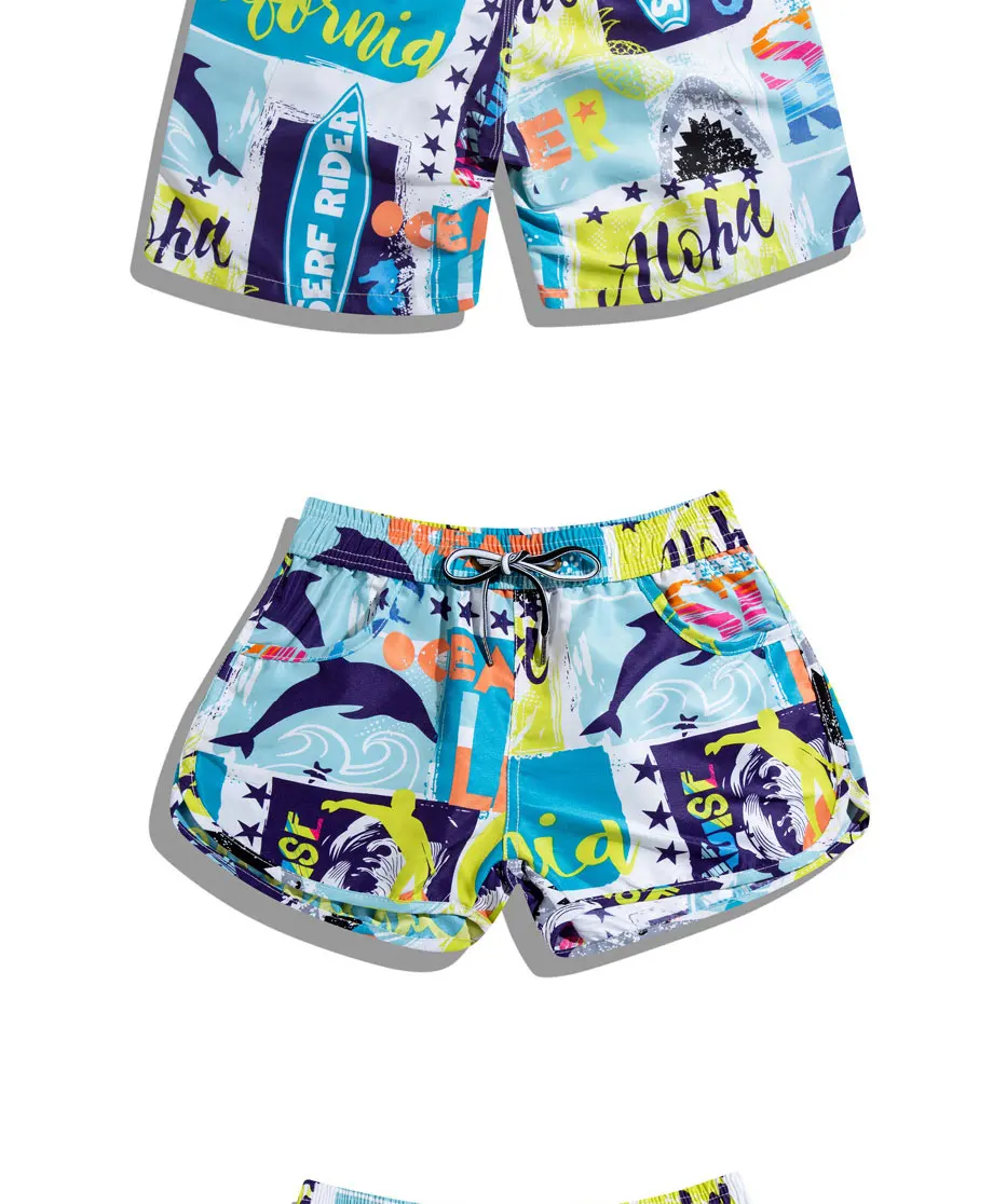 New Print English Boat Beach Shorts Loose Men Women Thailand Couple Bathing Suits Quick Dry Beach Surf Large Size Shorts Men