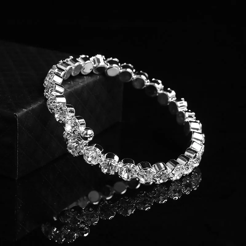 TREAZY новые свадебные Кристальные браслеты и браслеты с серебряным покрытием Бриллиантовый Браслет-манжета со стразами для женщин вечерние свадебные ювелирные изделия