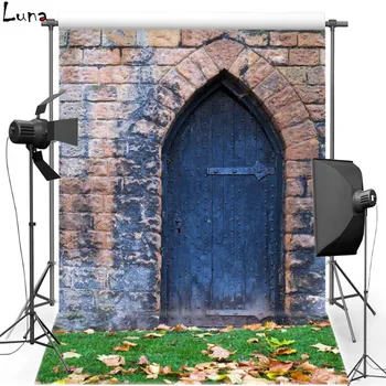 

DAWNKNOW Wood Door Vinyl Photography Background For Wedding Lawn New Fabric Polyester Background For Children Photo Studio F2555