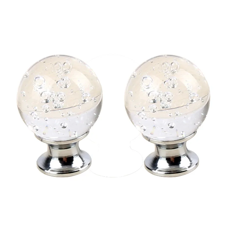 

2 x Handle Button with Air Bubble for Cabinet Door Drawer Transparent Crystal Glass Knobs Cupboard Drawer Pull Kitchen Cabinet