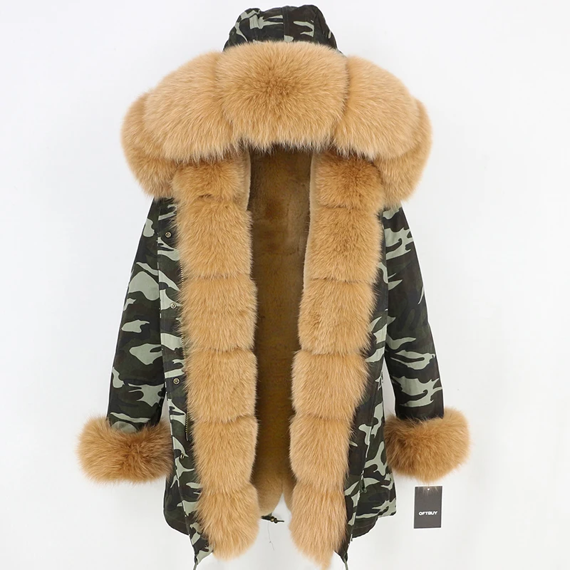 OFTBUY 2019 зимняя куртка для женщин натуральный мех пальто длинные парки натуральный Лисий Мех животных меховой капюшон, воротник Толстая