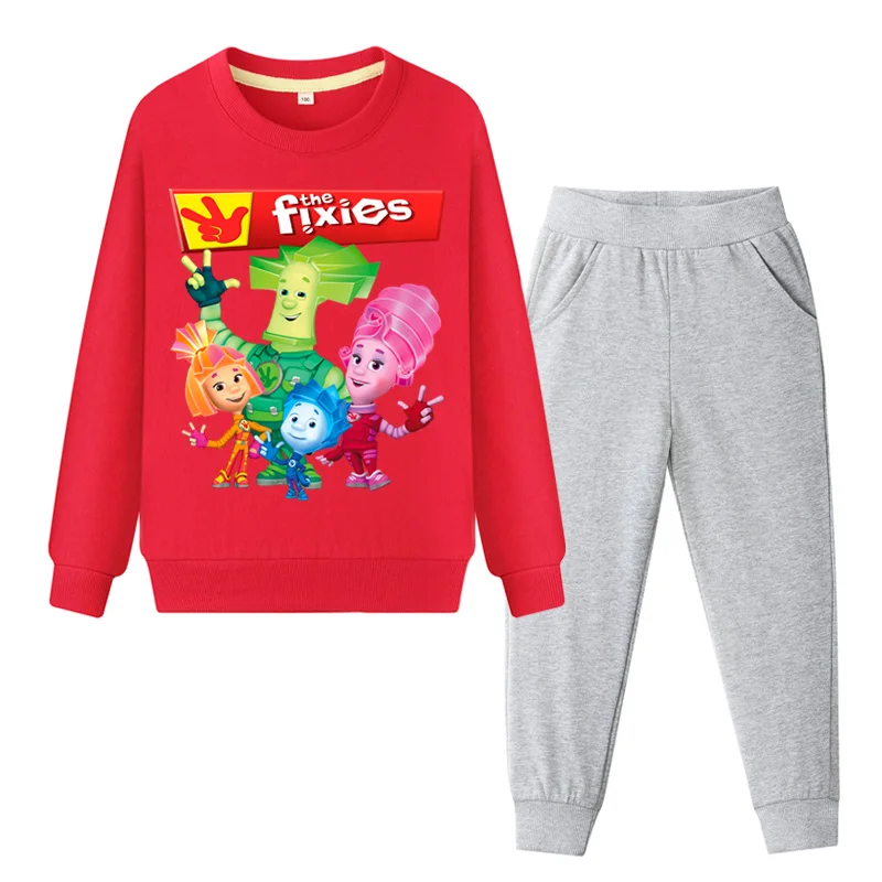 

Children Cartoon The Fixies Clothing Sets Boys Girls Spring Autumn Sports Tracksuits Kids 2019 Cute Pink Coat+Pant Suits ZC092