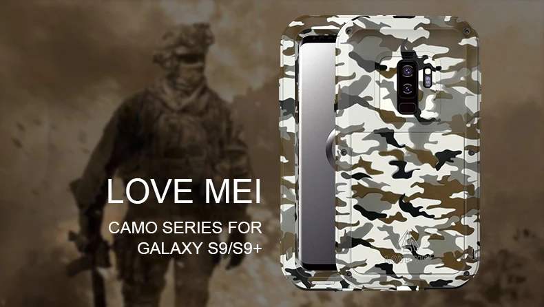 

For Samsung Galaxy S9/S9 Plus case Love Mei Powerful Case Waterproof Shockproof Aluminum Cover + Tempered Glass For Galaxy S9+