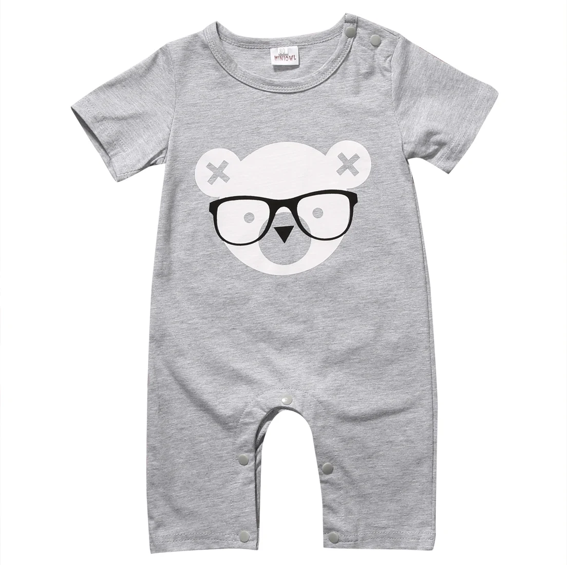 Summer 2017 Short Sleeve Bear Cotton Jumpsuit Toddler Kids Outfits Cute