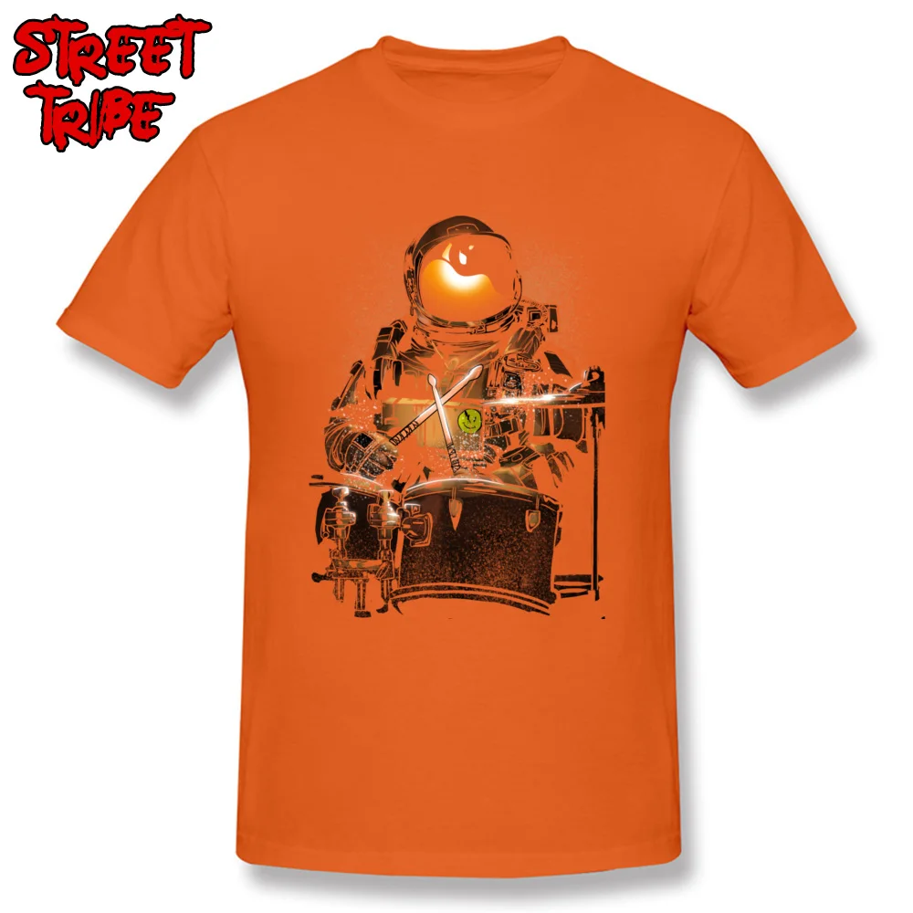 Men's New Coming comfortable Tops Shirt O Neck Summer Fall Cotton T Shirts cosie Short Sleeve astronaut space drummer Tee-Shirts astronaut space drummer orange