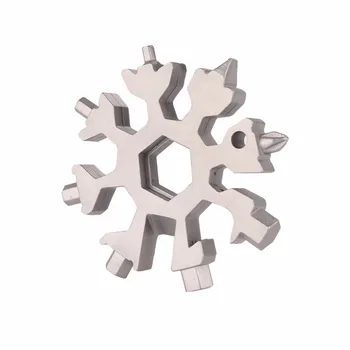 

18 In 1 Multi-function Stainless Steel Snow Shape Flat Cross Head Screwdriver Allen Key Spanner Key Chain Tool