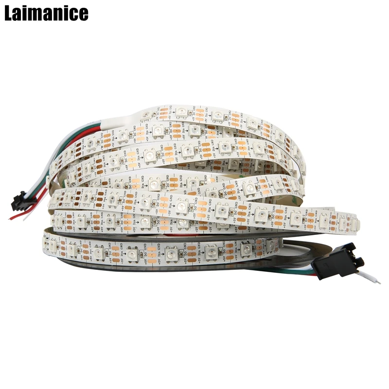 

DHL 50M/Lot 60led/m WS2812B WS2812 led strip White PCB,Non-waterproof DC5V RGB Digital Dream color ic SMD 5050 Addressable Pixel