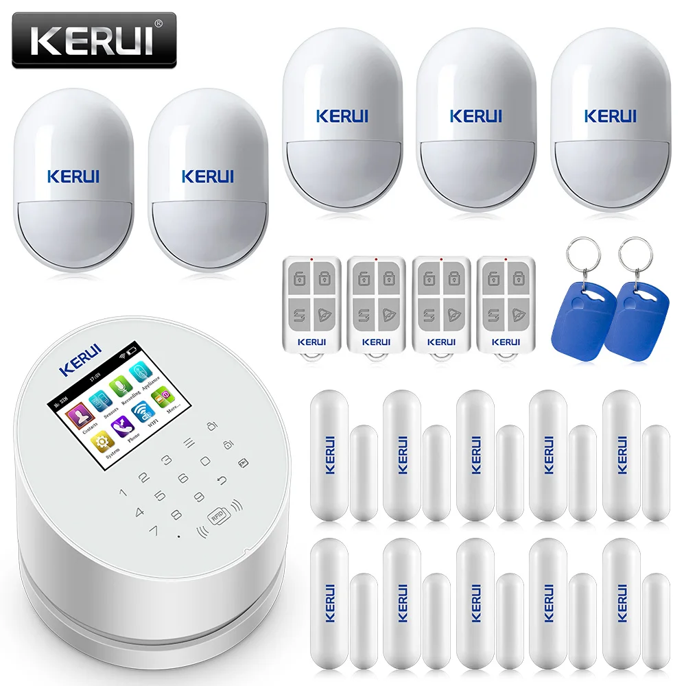 Hot Product  KERUI W2 2.4 inch TFT Color Display Burglar Alarm Suit WiFi/GSM/PSTN Home Security Smart APP Contro