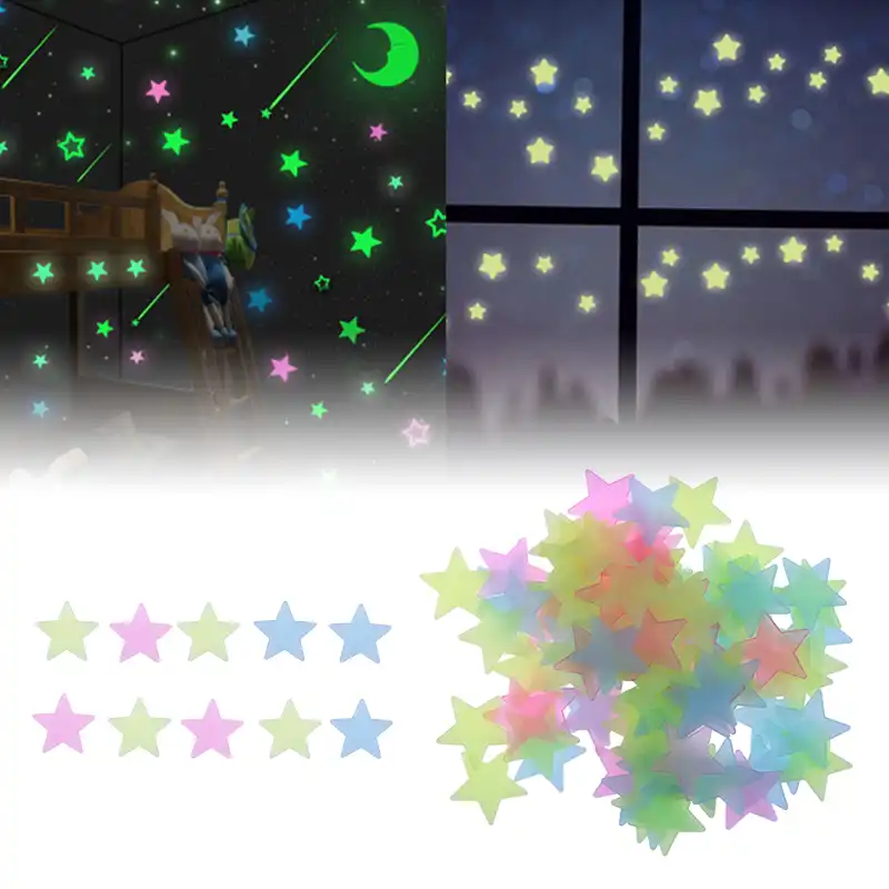 100pcs Stars Luminous Wall Stickers DIY Kids Toys Bedroom Decor #S5