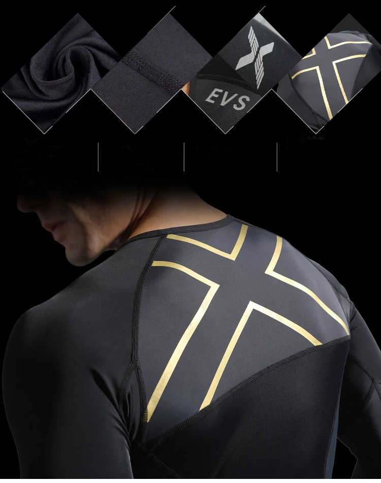 EVS High Quality T-shirts Raglan Long Sleeve Compression Shirts Men Sports Tops Male Fitness Marathon For Men 2017 Spring