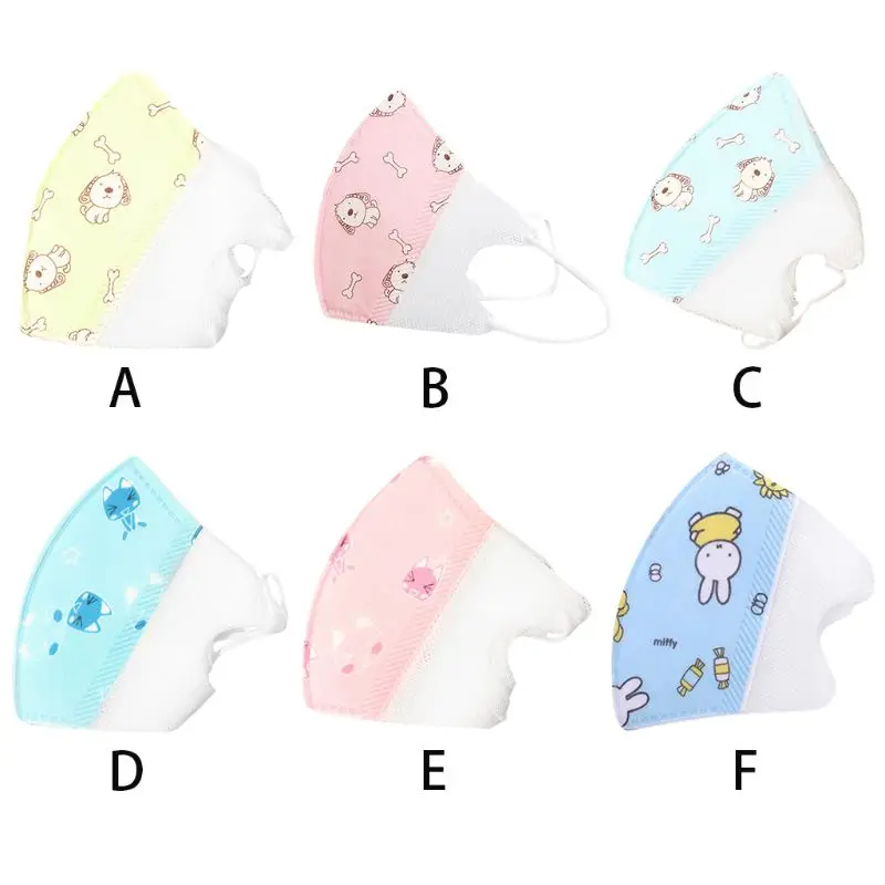 

5Pcs/Pack Children Kids Disposable Dustproof Mouth Mask 4 Layers Non-Woven Cute Cartoon Dog Meow Cat Printed Earloop Respirator